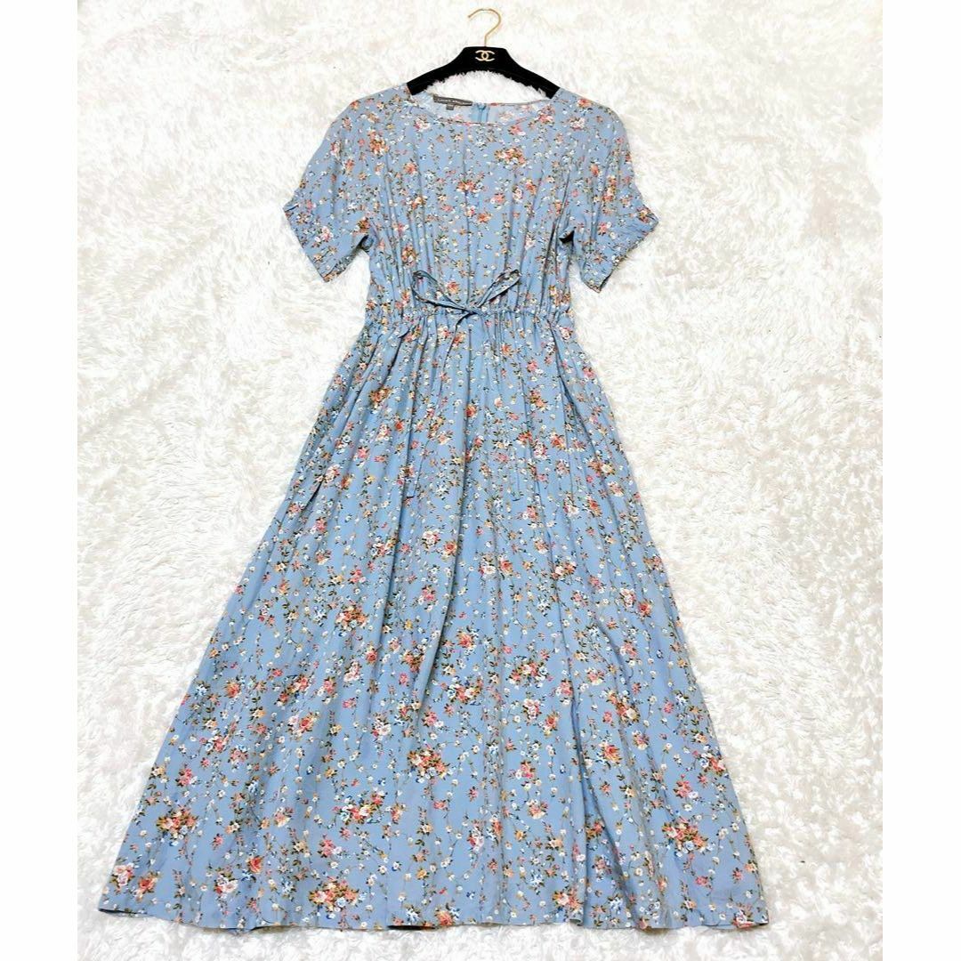 LAURA ASHLEY(ローラアシュレイ)の美品 ローラアシュレイ ロングワンピース13号 XL マキシ丈 花柄 総柄 レディースのワンピース(ロングワンピース/マキシワンピース)の商品写真