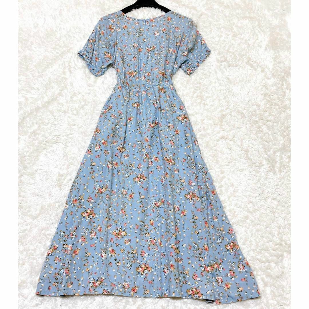 LAURA ASHLEY(ローラアシュレイ)の美品 ローラアシュレイ ロングワンピース13号 XL マキシ丈 花柄 総柄 レディースのワンピース(ロングワンピース/マキシワンピース)の商品写真