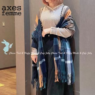 アクシーズファム(axes femme)のaxes femme カシミヤタッチ大判ストール グリーン(ストール/パシュミナ)