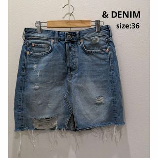 &DENIM アンドデニム ダメージ デニム ミニスカート レディース 36(その他)