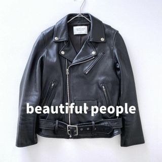 ビューティフルピープル(beautiful people)のほぼ未使用★ビューティフルピープル　ダブルライダースジャケット　ブラック　140(ライダースジャケット)