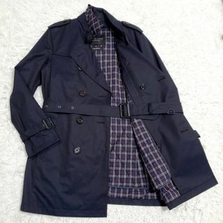 バーバリーブラックレーベル(BURBERRY BLACK LABEL)の極美品 L バーバリーブラックレーベル トレンチコート 紺 中綿ライナー ベルト(トレンチコート)