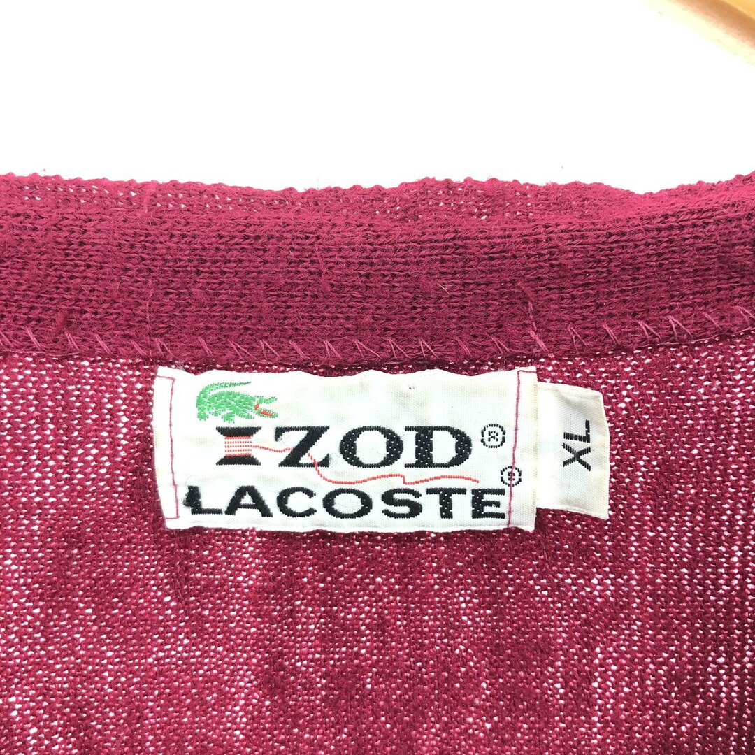 LACOSTE(ラコステ)の古着 70年代 ラコステ LACOSTE IZOD アクリルニットカーディガン メンズXL ヴィンテージ /eaa416548 メンズのトップス(カーディガン)の商品写真