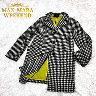 ウィークエンドマックスマーラ(Weekend Max Mara)のMax Mara weekend 千鳥柄 ロングコート千鳥格子 ウール 　S(ロングコート)