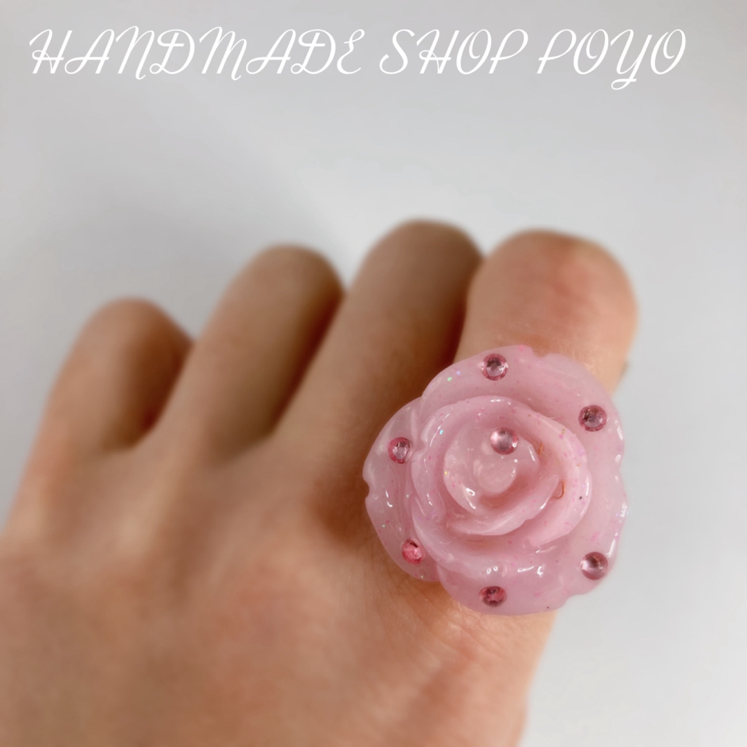 春色新色です♡『Rose orgonite ring』お守りに♡ ハンドメイドのアクセサリー(リング)の商品写真