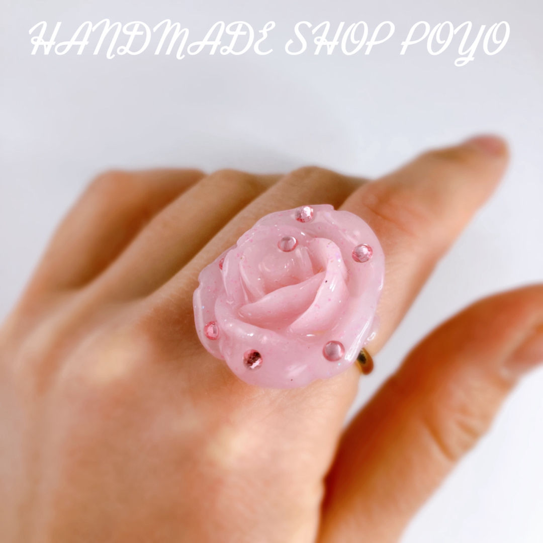 春色新色です♡『Rose orgonite ring』お守りに♡ ハンドメイドのアクセサリー(リング)の商品写真