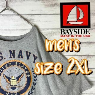 【US古着　送料無料】bayside Tシャツ サイズ2XL ライトグレー(Tシャツ/カットソー(半袖/袖なし))