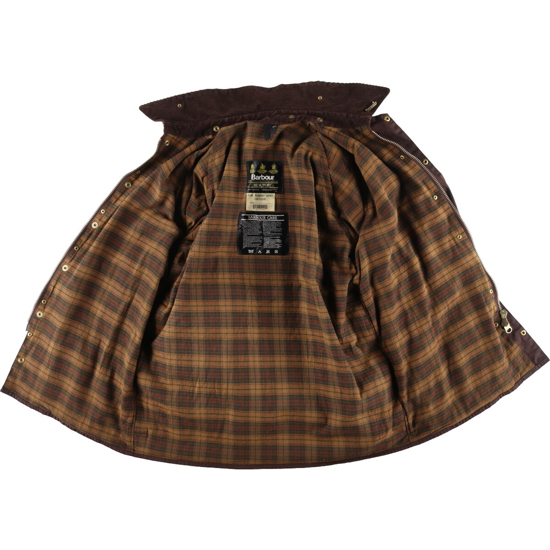 Barbour(バーブァー)の古着 90年代 バブアー Barbour BEAUFORT ビューフォート 旧3ワラント バッジ付き オイルド ハンティングジャケット 英国製 C44 メンズL ヴィンテージ /evb004941 メンズのジャケット/アウター(その他)の商品写真