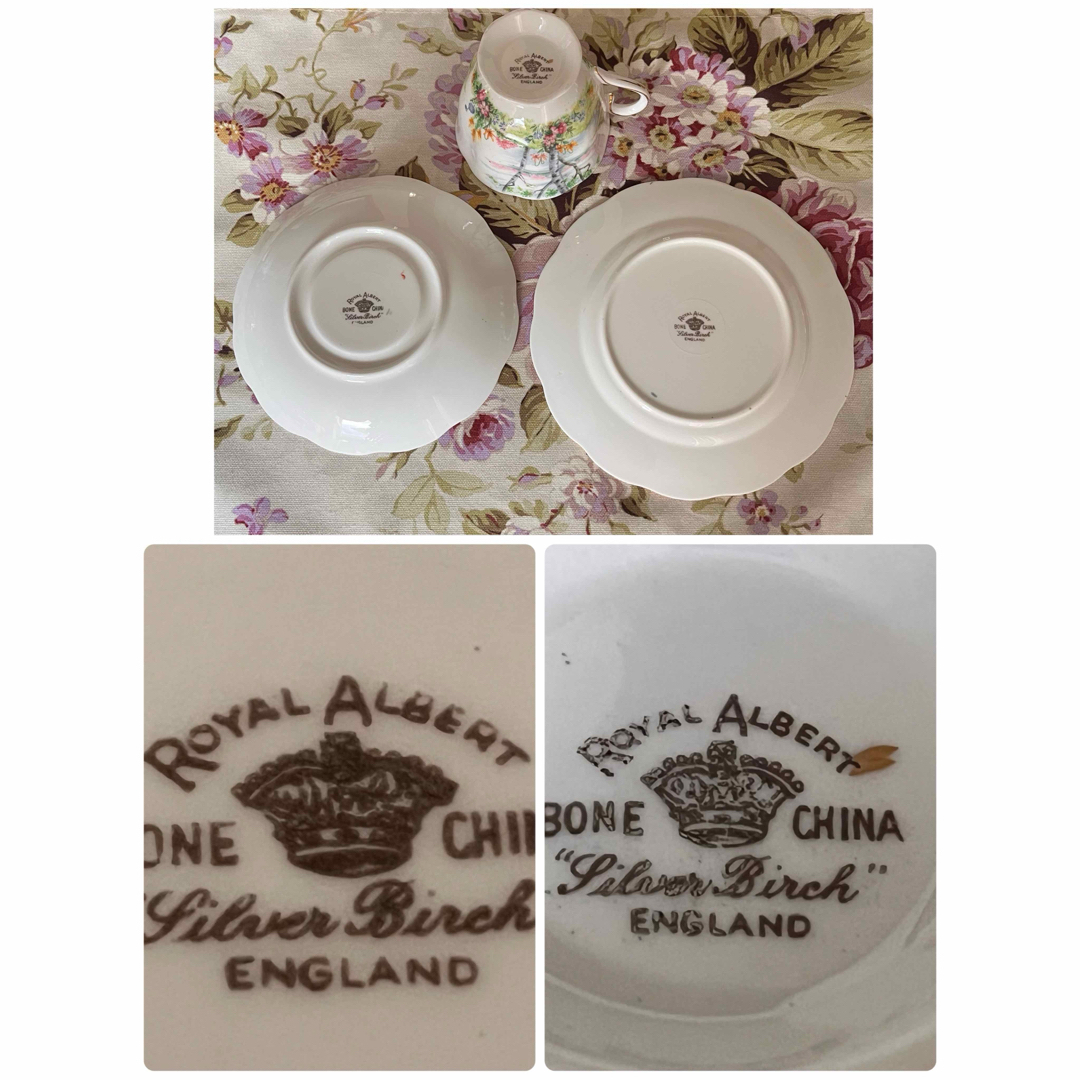 ROYAL ALBERT(ロイヤルアルバート)の【レア美品】ロイヤルアルバート★シルバーバーチ★トリオ インテリア/住まい/日用品のキッチン/食器(食器)の商品写真