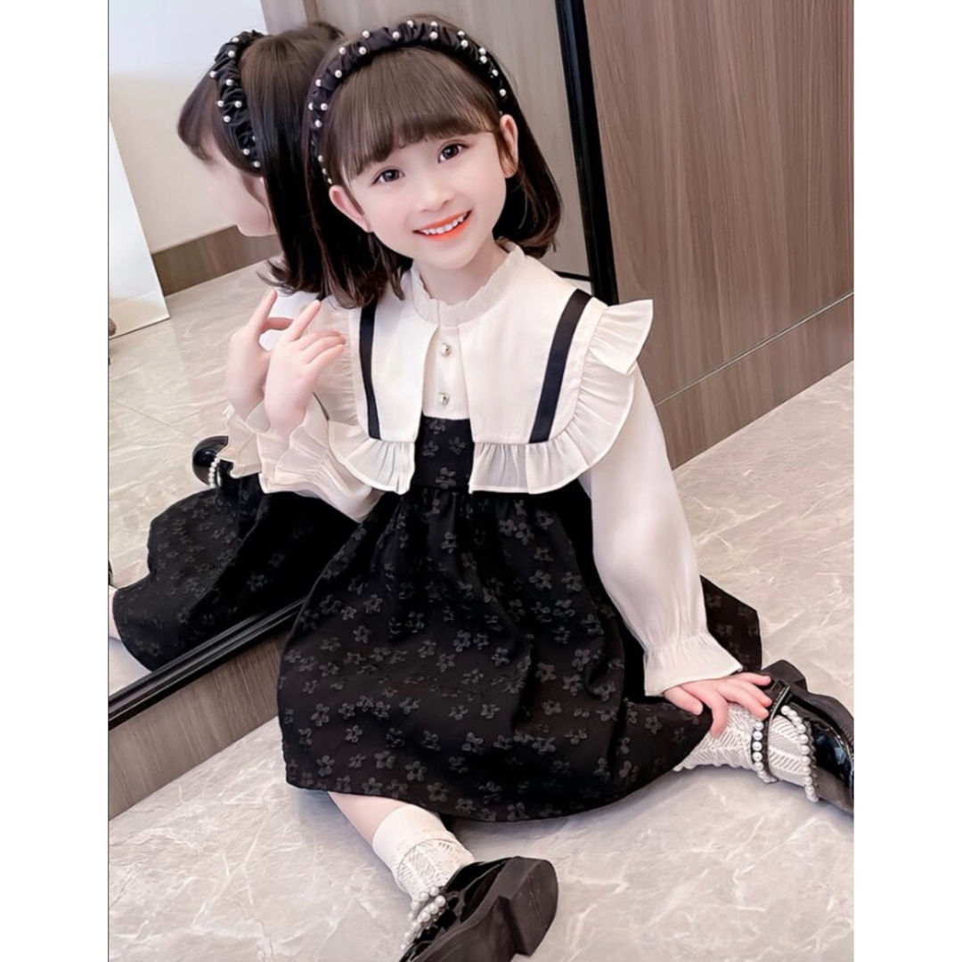 子ども ビッグカラー花柄ワンピース 110 女の子 フォーマル 入園 子ども ビッグカラー花柄ワンピース 110 女の子 フォーマル 入園