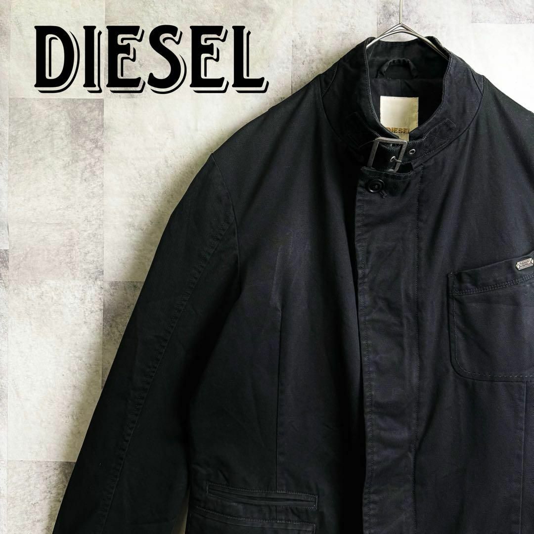 DIESEL(ディーゼル)のディーゼル コットンブルゾン メタルブランドロゴ チンストラップ ブラック L メンズのジャケット/アウター(ブルゾン)の商品写真