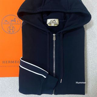 エルメス(Hermes)の国内正規品 美品 S エルメス サイドライン ジップアップ パーカー ネイビー(パーカー)