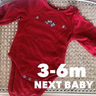 【美品】NEXT BABY ネクストベビー ロンパース 赤 クリスマス 3-6m(ノーカラージャケット)