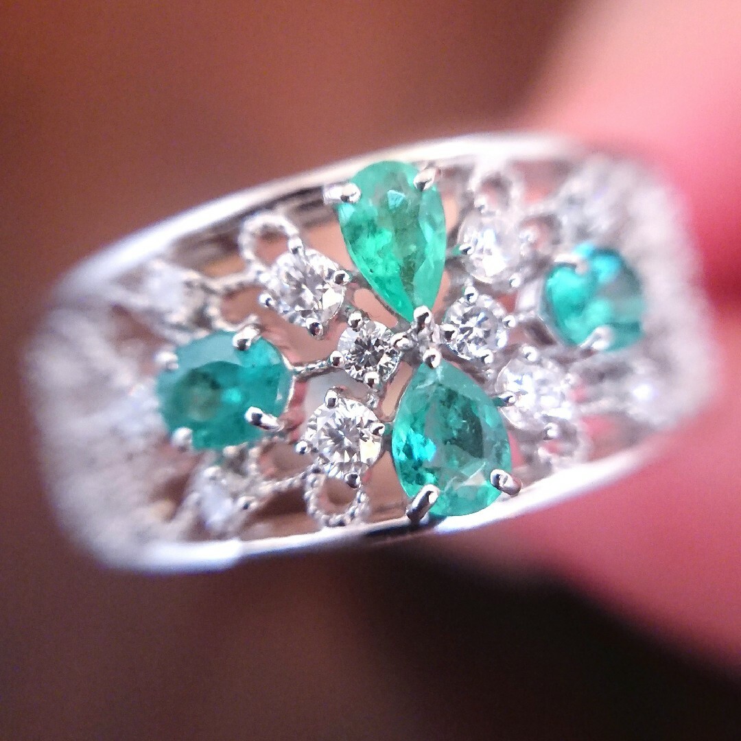 ブラジル✨パライバトルマリン 0.53ct ダイヤモンド リング プラチナ 鑑別 レディースのアクセサリー(リング(指輪))の商品写真
