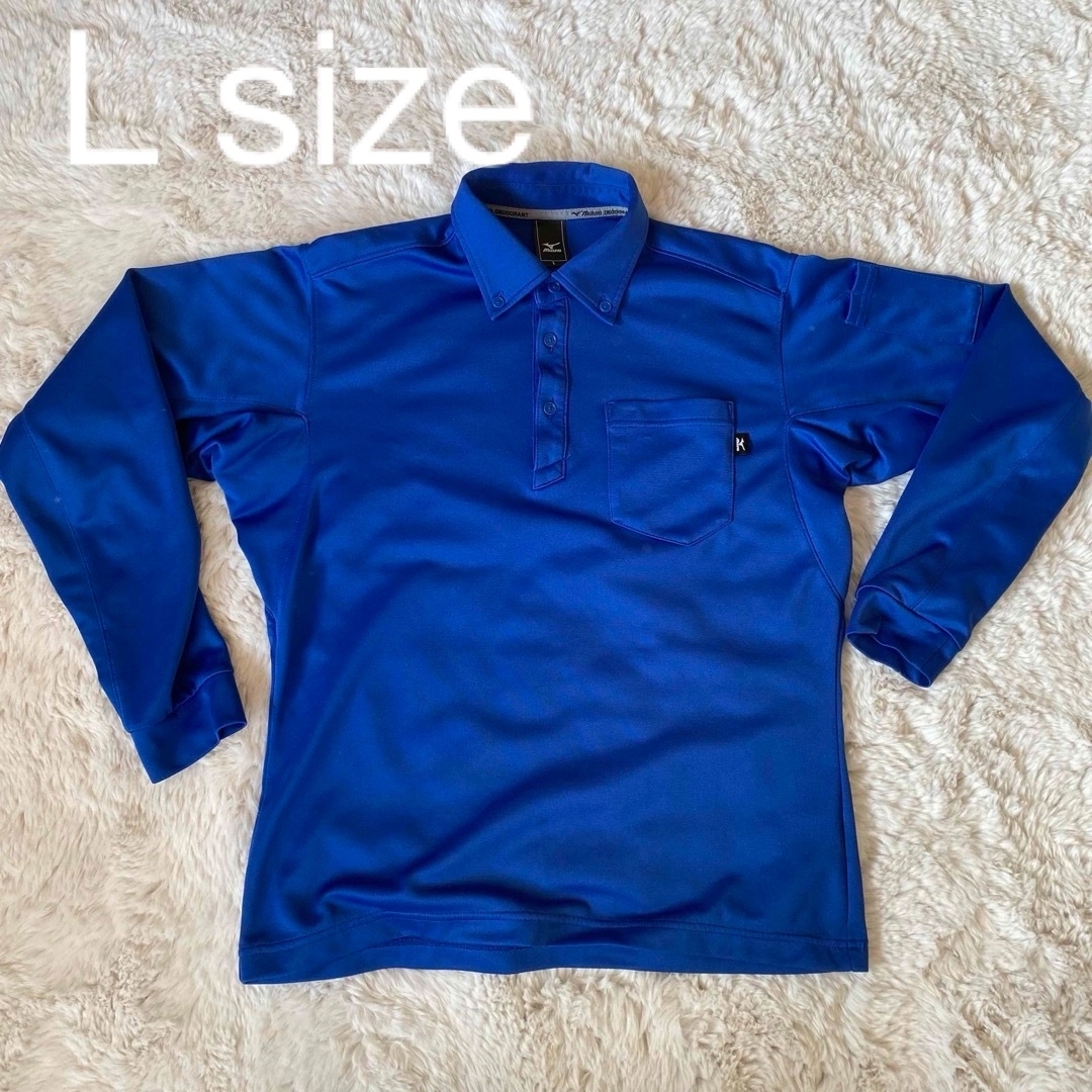 MIZUNO(ミズノ)のミズノ　ポロシャツ　長袖　肩にペンポケット 青色　L size メンズのトップス(ポロシャツ)の商品写真