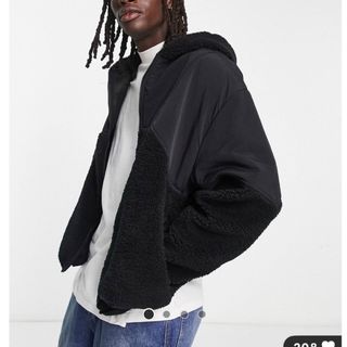 ASOS Oversized Zip Hoodie Nylon & Borg