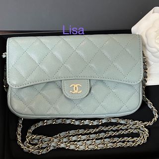 シャネル(CHANEL)の新品同様✨シャネル　チェーンウォレット　フォーンケース マトラッセ ライトブルー(ショルダーバッグ)