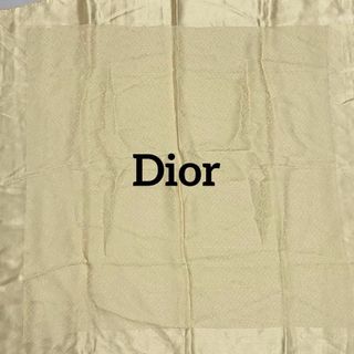 クリスチャンディオール(Christian Dior)の★Christian Dior★ スカーフ 大判 英字ロゴ シルク ベージュ(バンダナ/スカーフ)