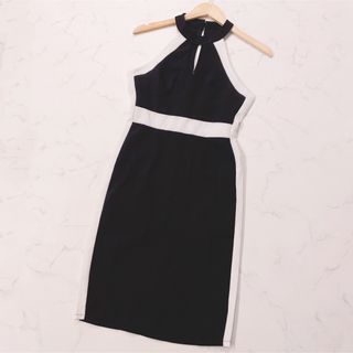 デイジーストア(dazzy store)のアメスリバイカラータイトミディドレス S ブラック ホワイト(ナイトドレス)