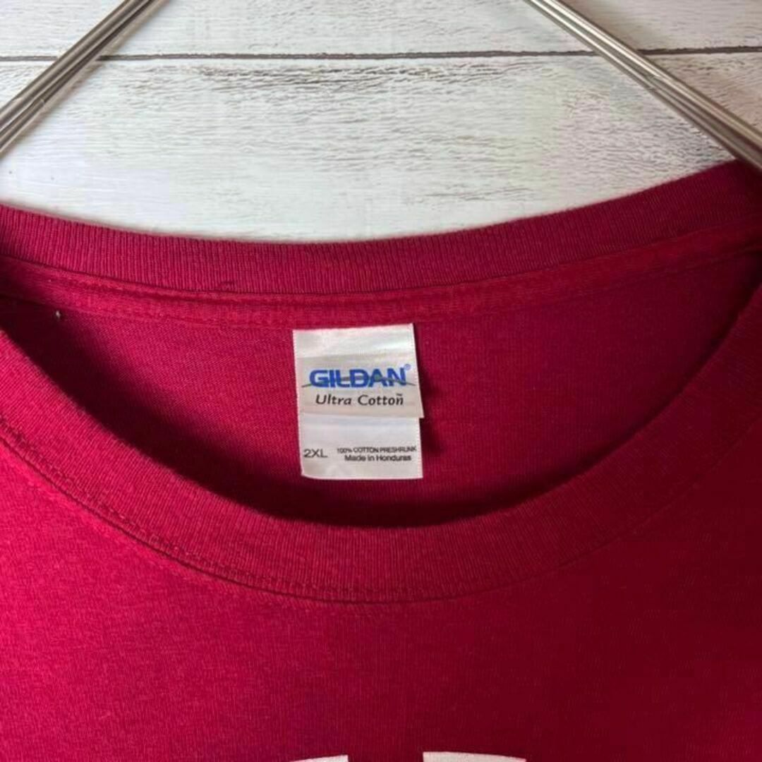 【US古着　送料無料】ギルダン　デザインT サイズ2XL レッド メンズのトップス(Tシャツ/カットソー(半袖/袖なし))の商品写真