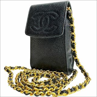 シャネル(CHANEL)のJ7135 美品 シャネル キャビアスキンココマークチェーンショルダーポーチ(ショルダーバッグ)