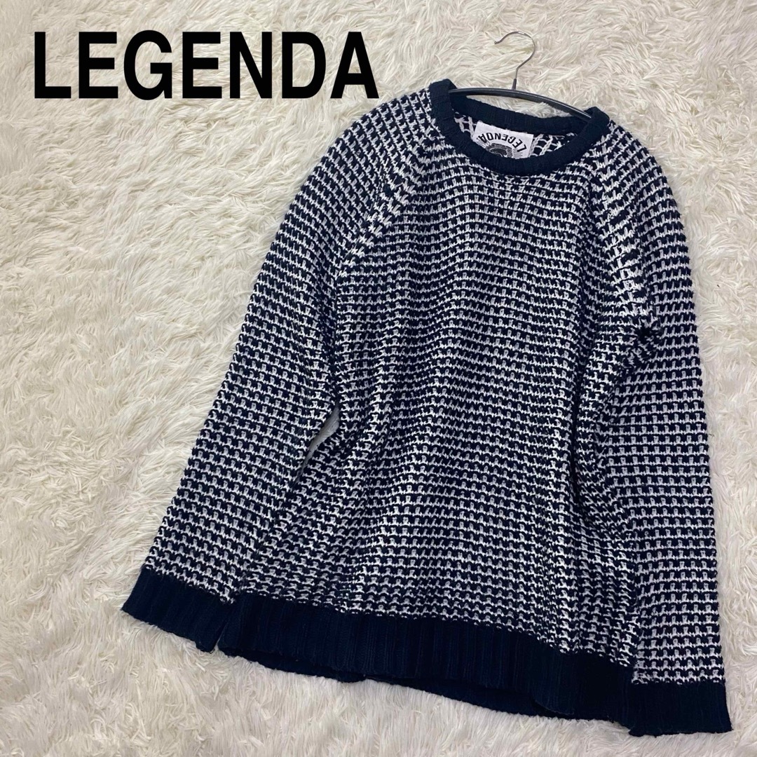 LEGENDA(レジェンダ)のLEGENDA 総柄 チェック ワッフルパターン バーズアイニット Mサイズ メンズのトップス(ニット/セーター)の商品写真