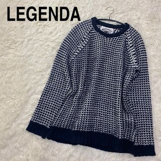 レジェンダ(LEGENDA)のLEGENDA 総柄 チェック ワッフルパターン バーズアイニット Mサイズ(ニット/セーター)