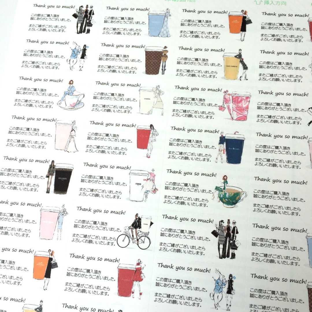 カフェ柄(メッセージ付き)♡サンキューシール 44枚 ハンドメイドの文具/ステーショナリー(カード/レター/ラッピング)の商品写真