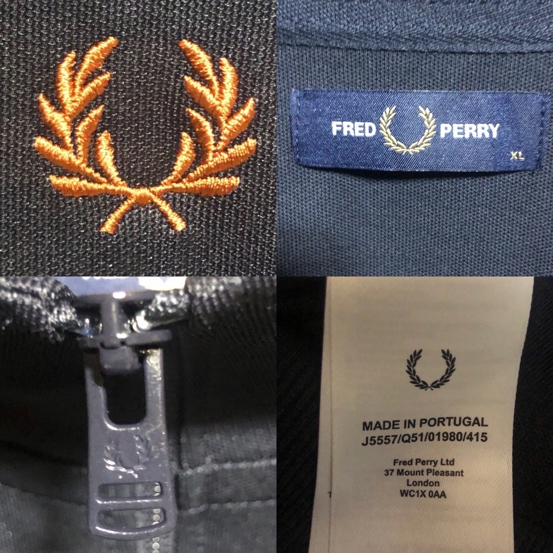 FRED PERRY(フレッドペリー)の希少XL⭐️Fred Perry トラックジャケット 刺繍月桂樹 濃紺×オレンジ メンズのトップス(ジャージ)の商品写真