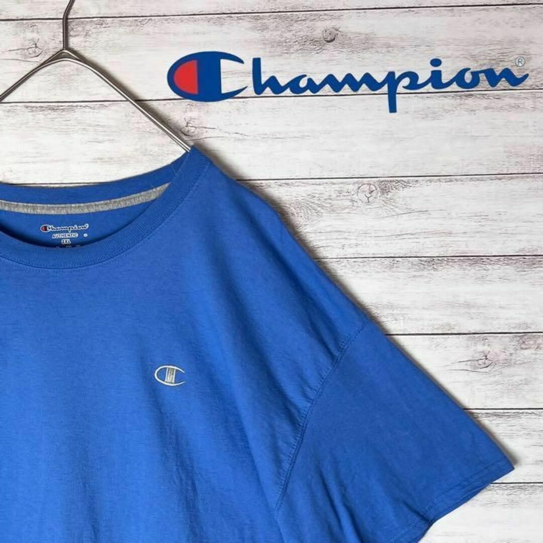 Champion(チャンピオン)の【US古着　送料無料】チャンピオン　デザインTシャツ サイズ2XL ブルー メンズのトップス(Tシャツ/カットソー(半袖/袖なし))の商品写真