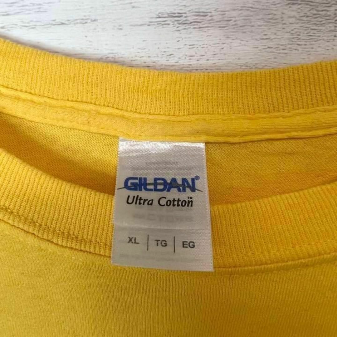 【US古着　送料無料】ギルダン　デザインTシャツ　サイズXL イエロー メンズのトップス(Tシャツ/カットソー(半袖/袖なし))の商品写真