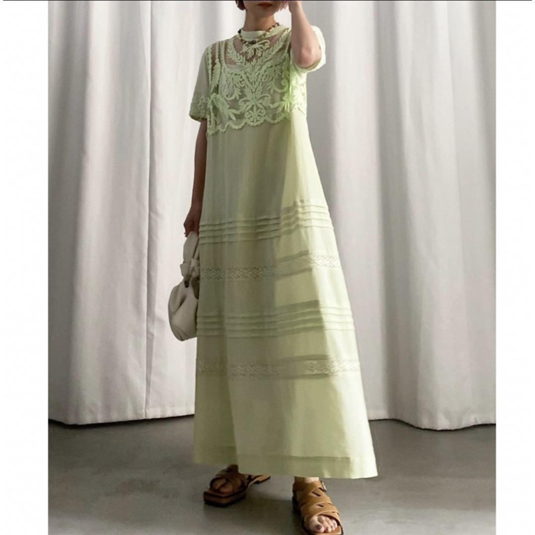 Ameri VINTAGE(アメリヴィンテージ)のAmeri  EMBROIDERY SHEER COTTON DRESS レディースのワンピース(ロングワンピース/マキシワンピース)の商品写真