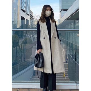 ザラ(ZARA)のZARA ソフトロングベスト　ジレ　ベージュ(ベスト/ジレ)