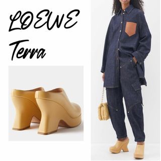 LOEWE - ロエベ テラ フォーム ヒールクロッグ レザー ベージュ EU38