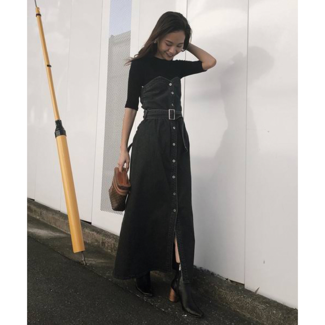 Ameri VINTAGE(アメリヴィンテージ)の最終値下げ♪DENIM UNIFY DRESS :BLACK レディースのワンピース(ロングワンピース/マキシワンピース)の商品写真