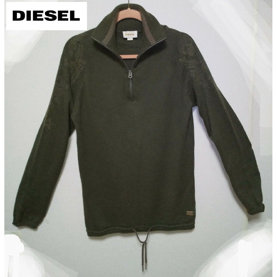 DIESEL - DIESEL 肩袖スカルプリント ハーフジップ セーター L DIESEL - DIESEL 肩袖スカルプリント ハーフジップ セーター L