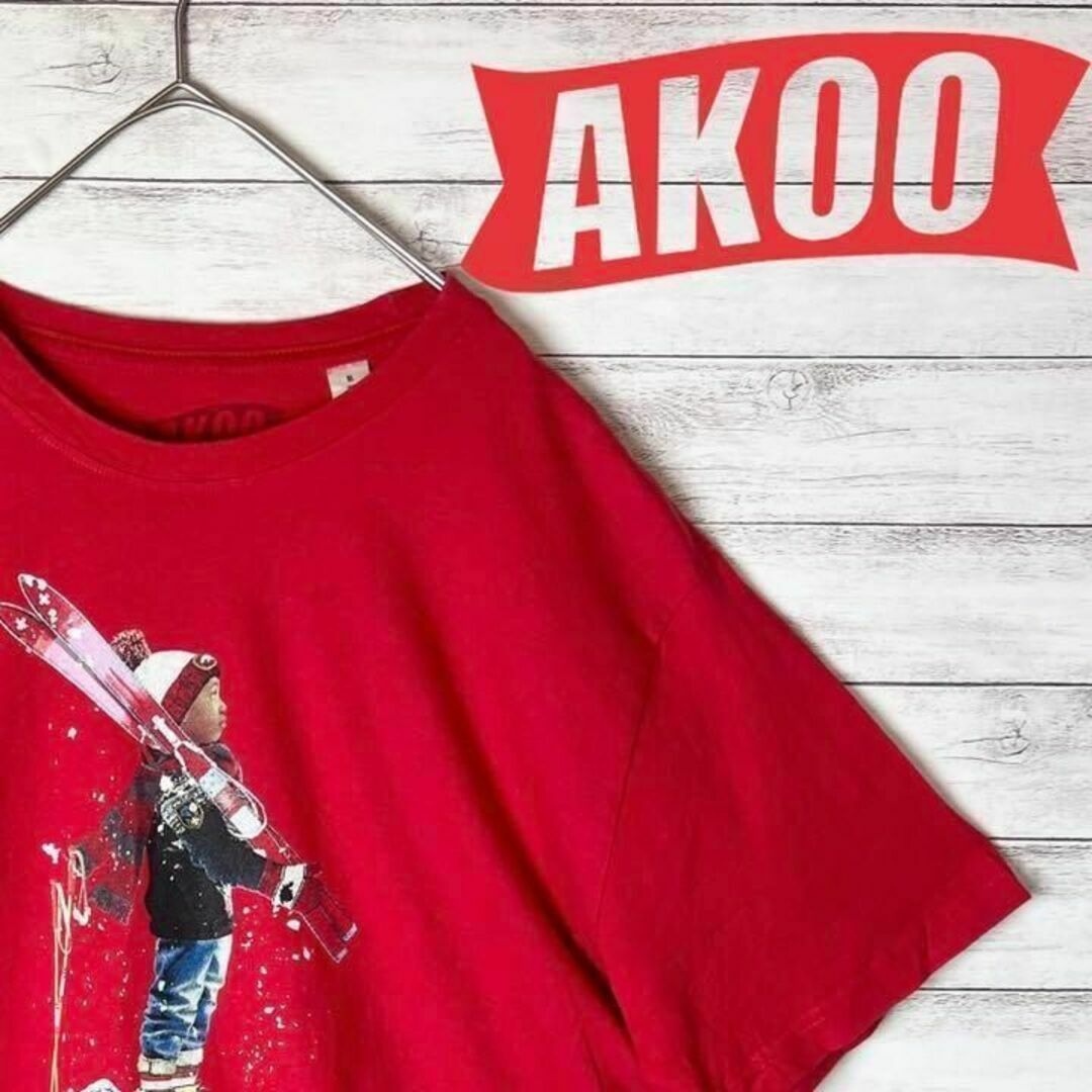 【US古着　送料無料】AKOO デザインTシャツ サイズxl レッド レディースのトップス(Tシャツ(半袖/袖なし))の商品写真