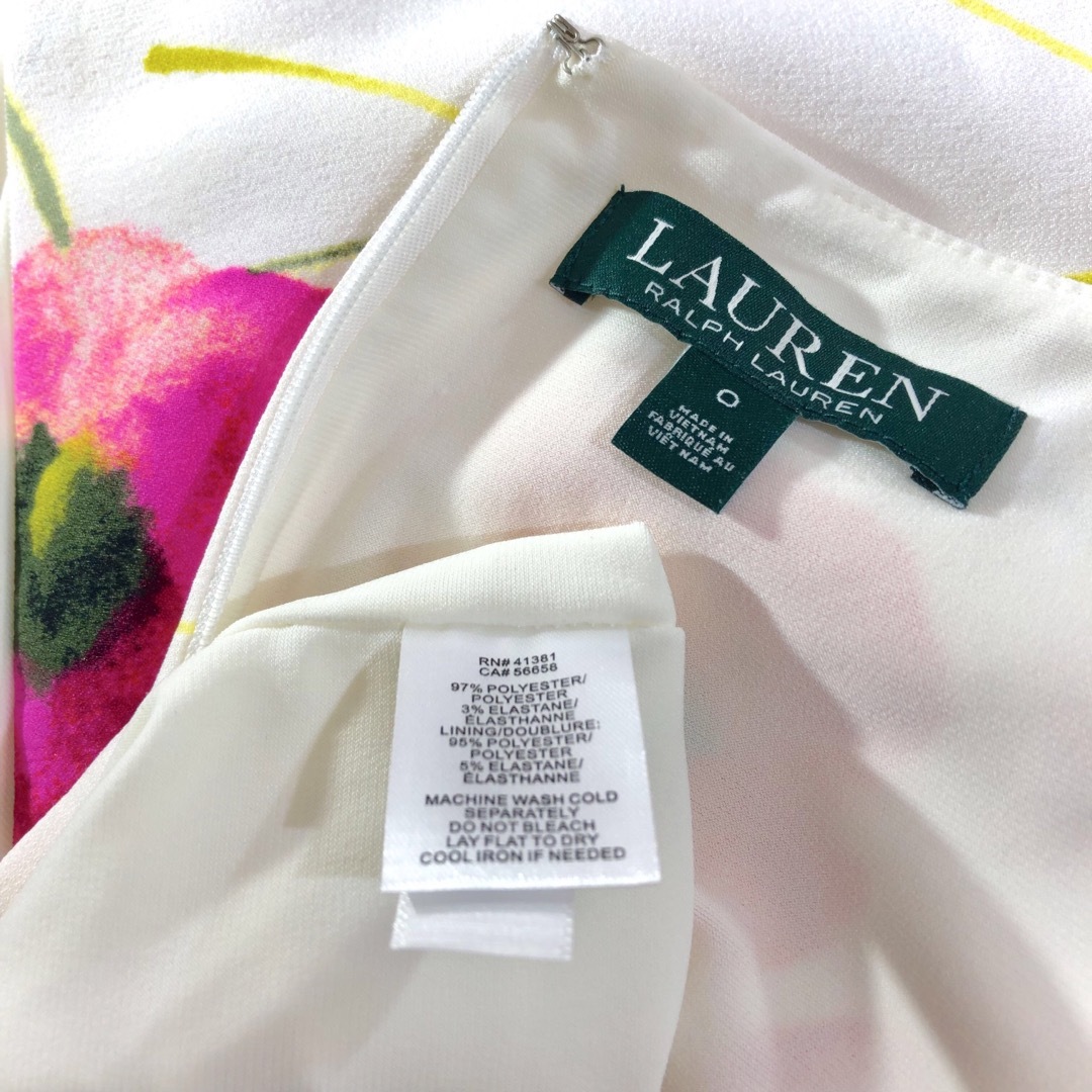 Ralph Lauren(ラルフローレン)のRALPHLAUREN ホワイトピンクレッド ノースリーブ花柄ワンピース XS レディースのワンピース(ミニワンピース)の商品写真