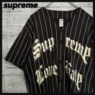 シュプリーム(Supreme)の【即完売モデル】シュプリーム☆ビッグロゴ　ストライプ　ベースボールシャツ　美品(シャツ)