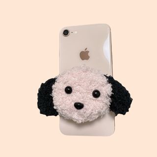 編みぐるみ モコモコ プードル 子犬 スマホ グリップトック スマホスタンド(その他)