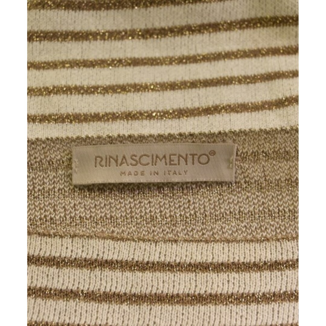 RINASCIMENTO(リナシメント)のRINASCIMENTO ニット・セーター S/M 白x茶xゴールド(ラメ) 【古着】【中古】 レディースのトップス(ニット/セーター)の商品写真