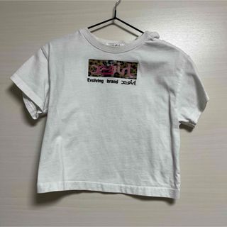 エックスガールステージス(X-girl Stages)の豹柄ロゴ白Tシャツ　90(Tシャツ/カットソー)