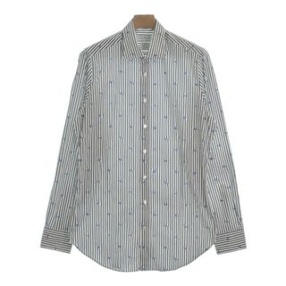 エトロ(ETRO)のETRO エトロ ドレスシャツ 40(L位) 白x紺x青(総柄) 【古着】【中古】(シャツ)