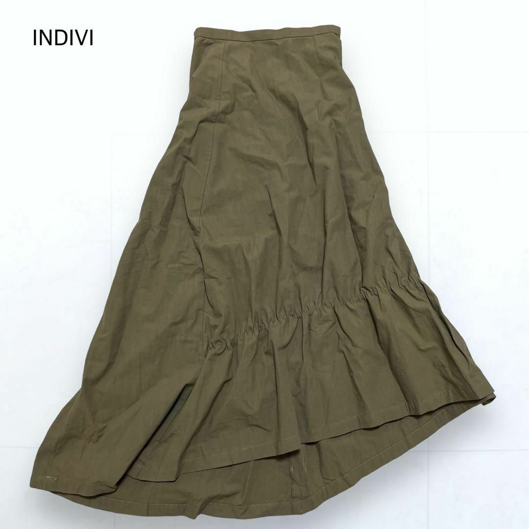 INDIVI(インディヴィ)のINDIVI アシメントリー 変形ロングスカート 切り替えギャザー  38 レディースのスカート(ロングスカート)の商品写真