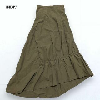 インディヴィ(INDIVI)のINDIVI アシメントリー 変形ロングスカート 切り替えギャザー  38(ロングスカート)