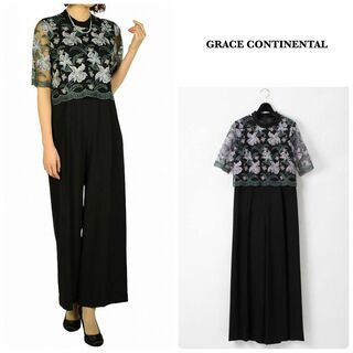 GRACE CONTINENTAL - 【グレースコンチネンタル】フラワー刺繍サロペット　パンツドレス　結婚式　36