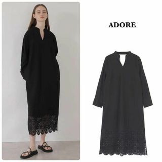 アドーア(ADORE)の【ADORE】2022年＊ウェザーワッシャーレースヘムワンピース　36(ロングワンピース/マキシワンピース)