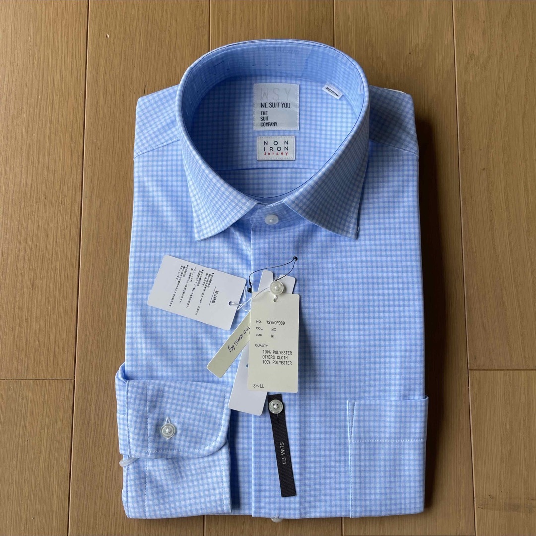THE SUIT COMPANY(スーツカンパニー)のスーツカンパニー　長袖ドレスシャツ　ジャージ素材M 39-84cmチェック新品 メンズのトップス(シャツ)の商品写真