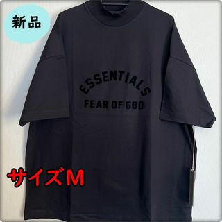 フィアオブゴッド(FEAR OF GOD)の新品・サイズM☆Fear of God ロゴTシャツEssentials 黒(Tシャツ/カットソー(半袖/袖なし))