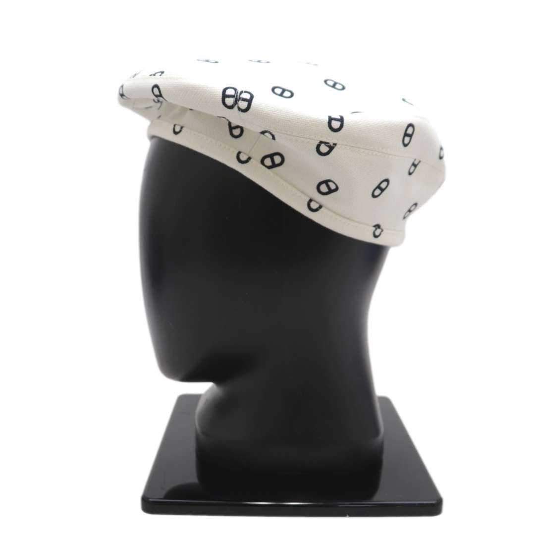 Hermes(エルメス)の新品同様 エルメス 2297 シェーヌダンクル柄 ベレー帽 白 黒 紺 58 コットン シルク HERMES レディースの帽子(ハンチング/ベレー帽)の商品写真
